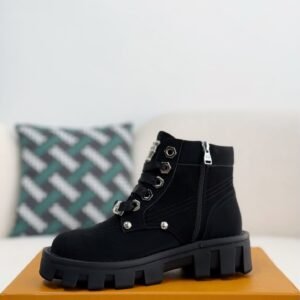 [#2555] LOUIS VUITTON Round toe lace-up boots